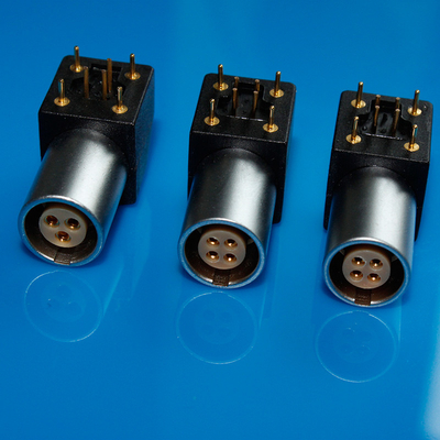 4pin siku 90 derajat konektor PCB Kompresor layar tercetak Lemo 4pin yang kompatibel Ukuran EPG 0B / 1B / 2B / 3B