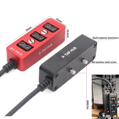 D-tap Camera power splitter tiga arah Power Tap to 3 Female D-Tap P-Tap Hub Casing logam dengan sekrup 1/4 &quot;
