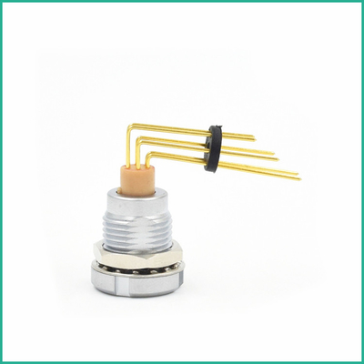 Konektor Seri 6pin Lemo B ECG Elbow Printed Circuit Pins Dengan Memperbaiki 2 Kacang