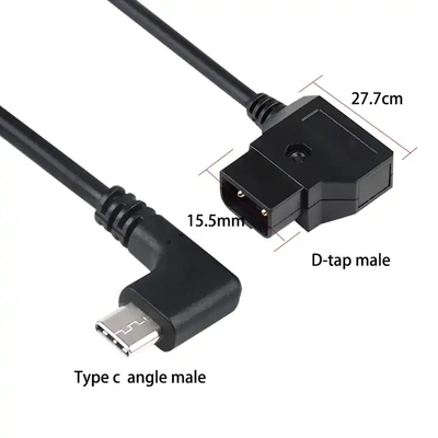 D Ketuk Pria ke USB Tipe C Kamera Sudut Kanan Kabel Daya Untuk V Lock Baterai